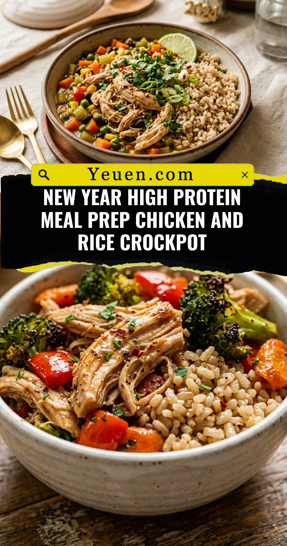 New Year High Protein Meal Prep Chicken And Rice Crockpot
