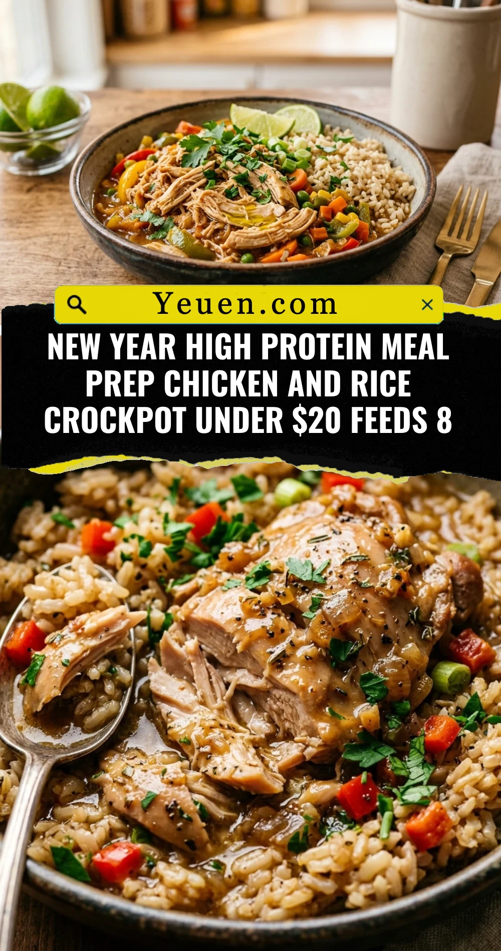 New Year High Protein Meal Prep Chicken And Rice Crockpot Under $20 Feeds 8