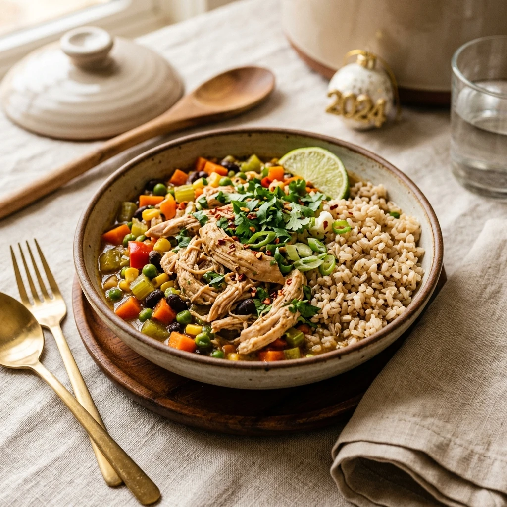 New Year High Protein Meal Prep Chicken And Rice Crockpot