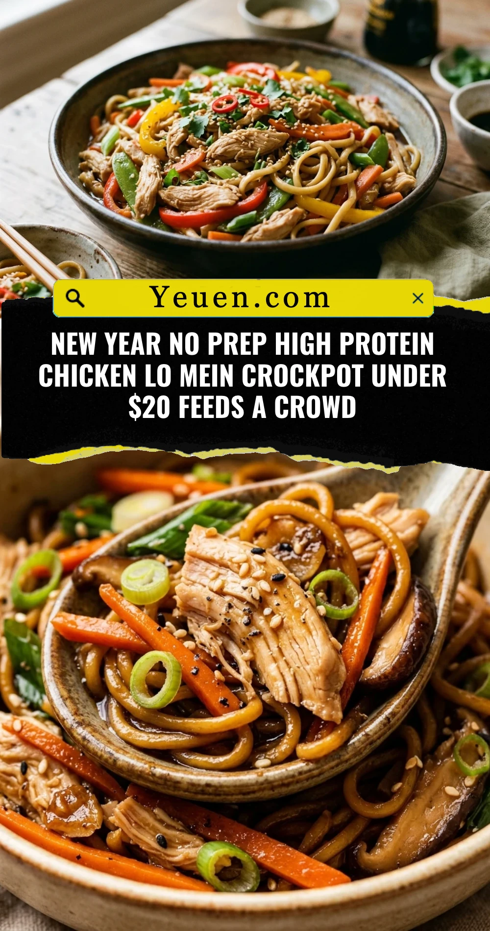 New Year No Prep High Protein Chicken Lo Mein Crockpot Under $20 Feeds A Crowd