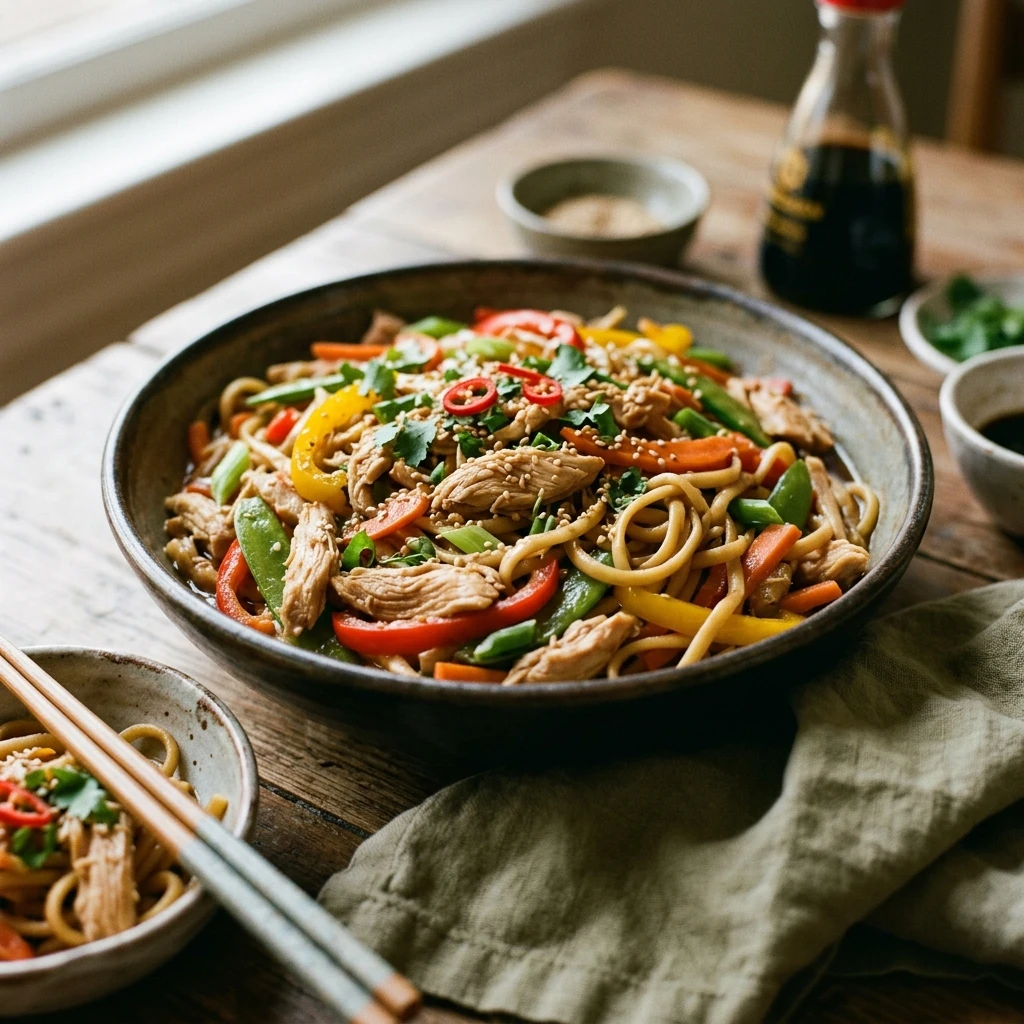 New Year No Prep High Protein Chicken Lo Mein Crockpot Under $20 Feeds A Crowd
