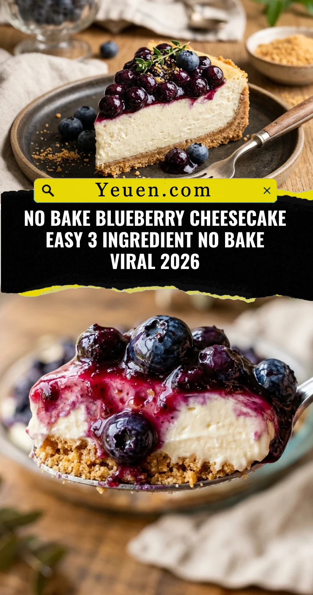 No Bake Blueberry Cheesecake Easy 3 Ingredient No Bake Viral 2026