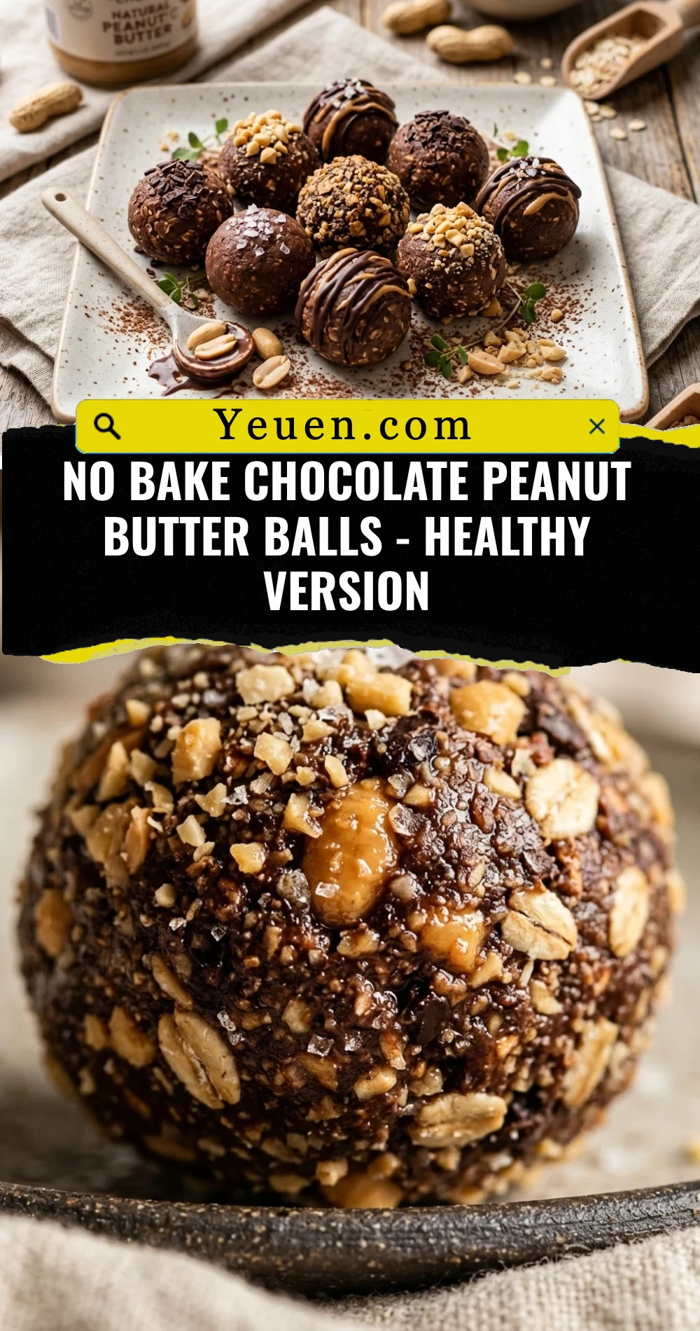 No Bake Chocolate Peanut Butter Balls - Healthy Version