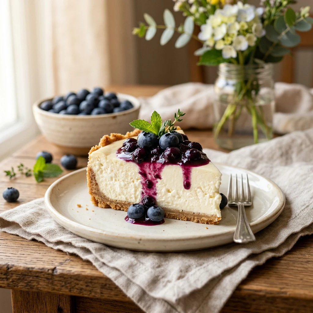No Bake Cottage Cheese Blueberry Cheesecake High Protein Viral 3 Ingredient