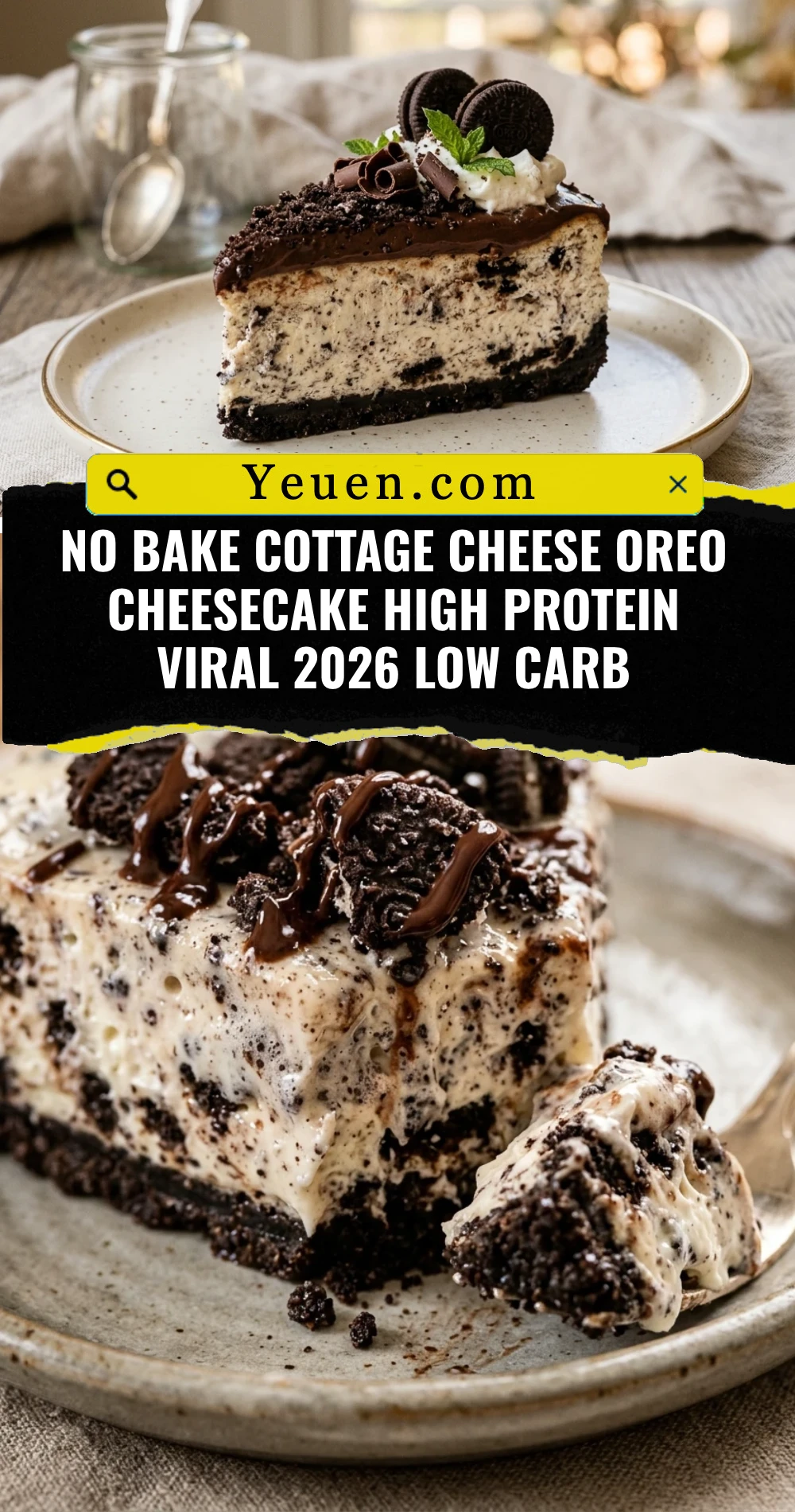 No Bake Cottage Cheese Oreo Cheesecake High Protein Viral 2026 Low Carb