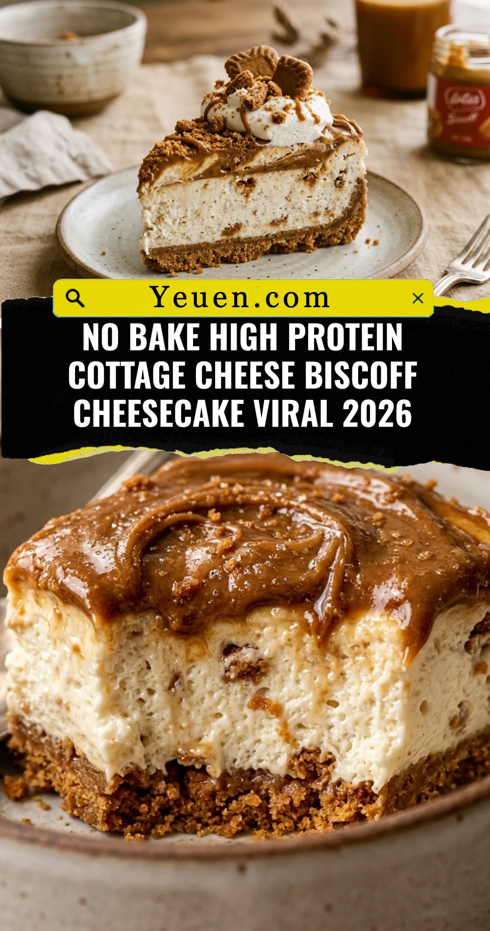 No Bake High Protein Cottage Cheese Biscoff Cheesecake Viral 2026