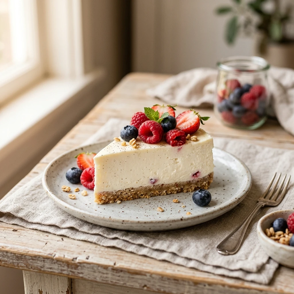 No Bake High Protein Cottage Cheese Cheesecake 3 Ingredient Low Carb Viral