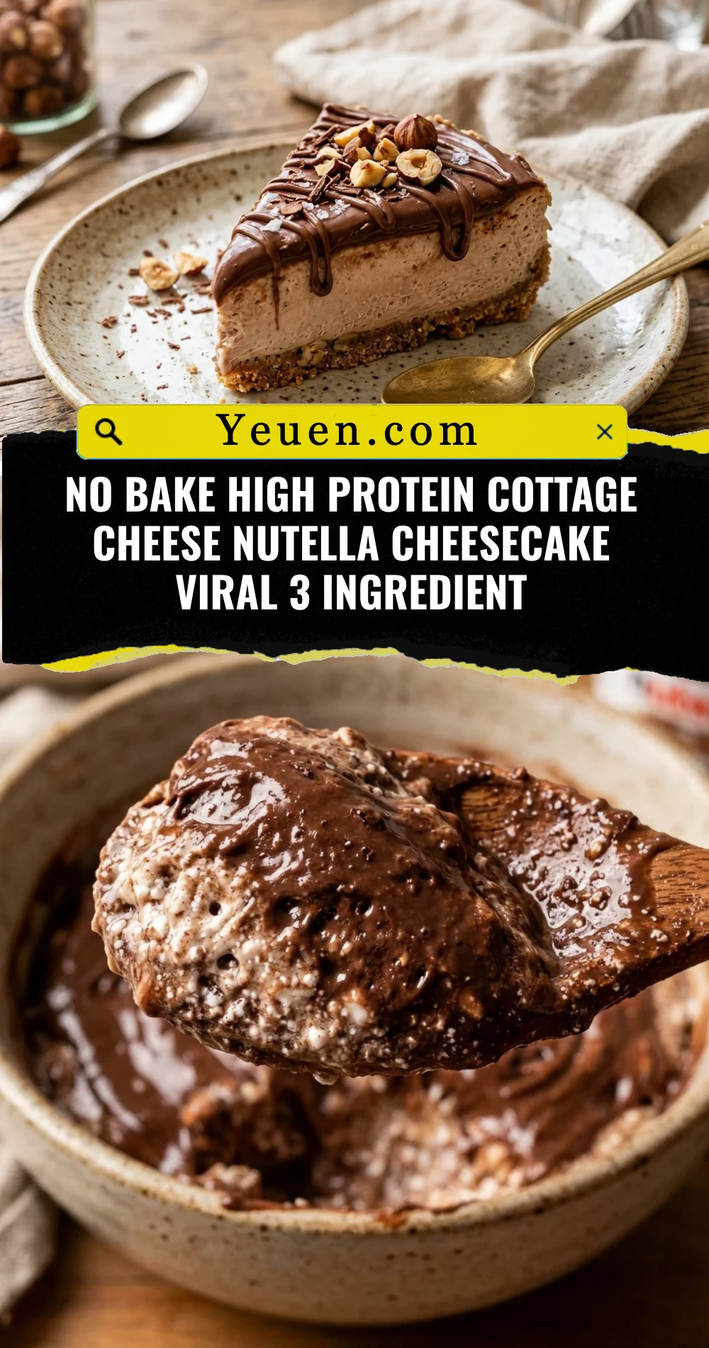 No Bake High Protein Cottage Cheese Nutella Cheesecake Viral 3 Ingredient