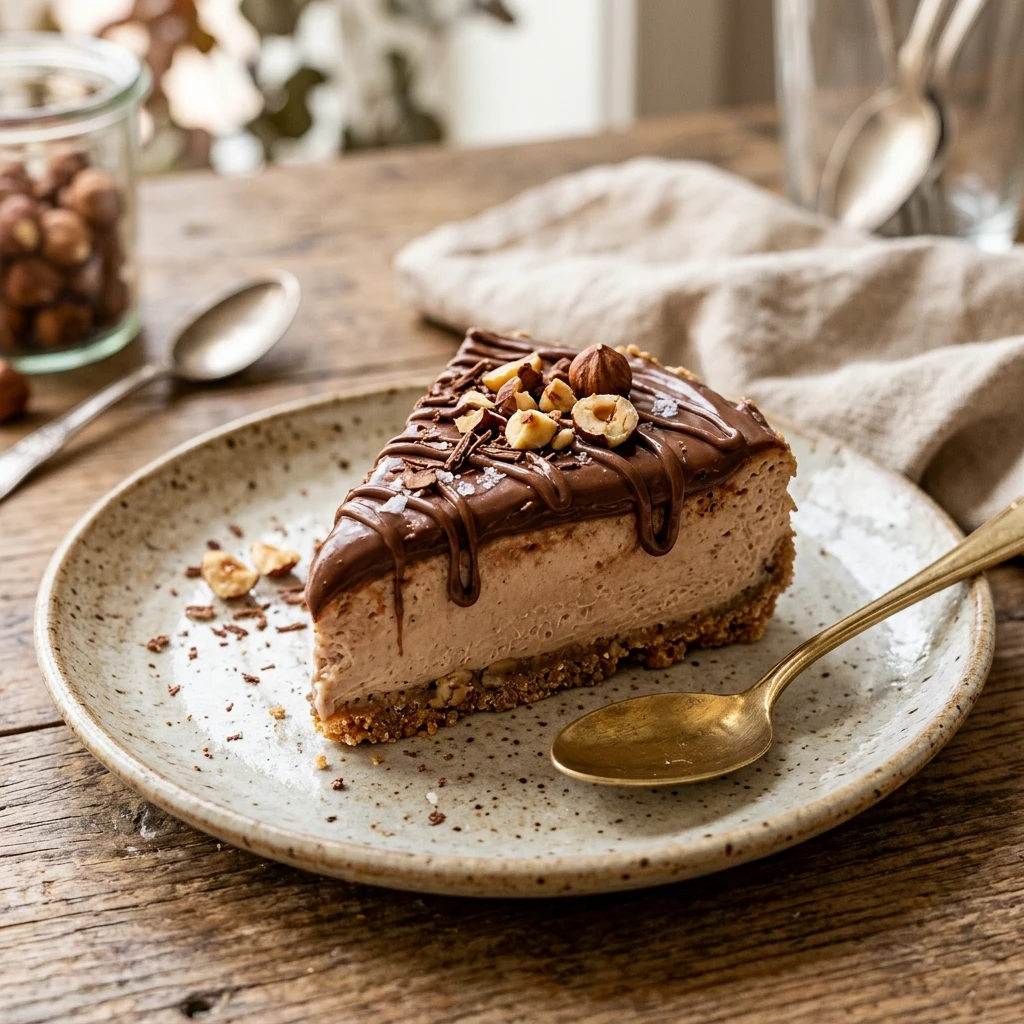 No Bake High Protein Cottage Cheese Nutella Cheesecake Viral 3 Ingredient