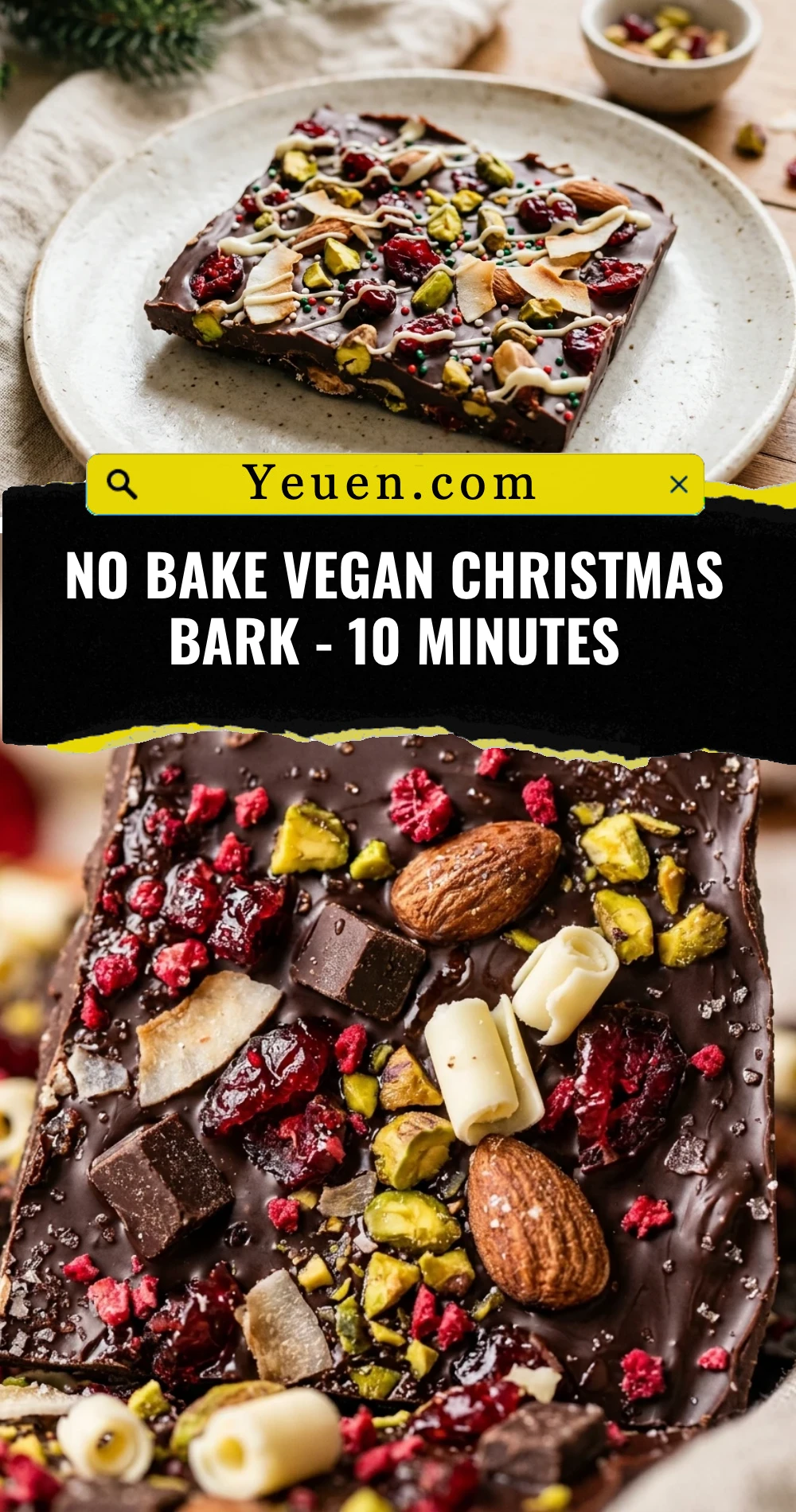 No Bake Vegan Christmas Bark - 10 Minutes