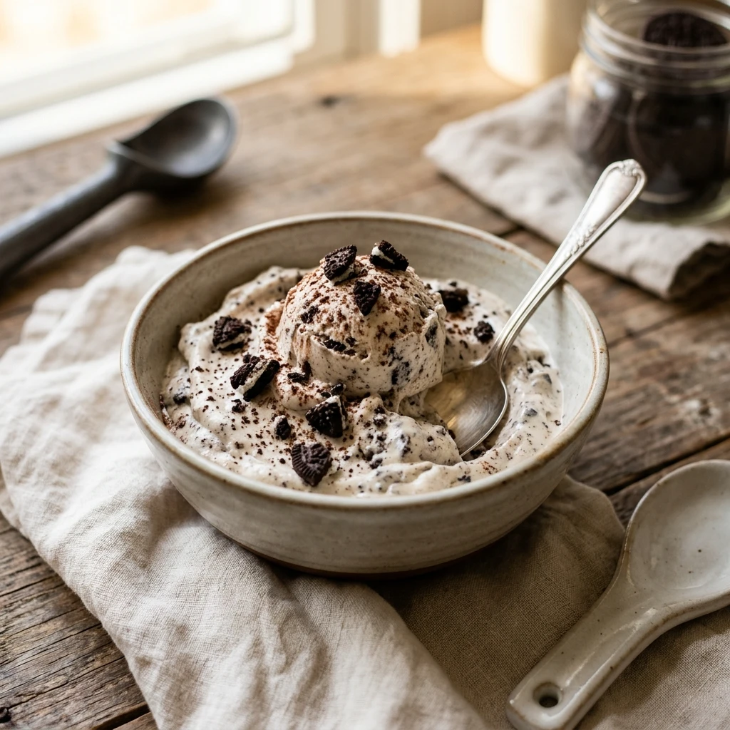 No Churn Cottage Cheese Oreo Ice Cream High Protein Viral 3 Ingredient
