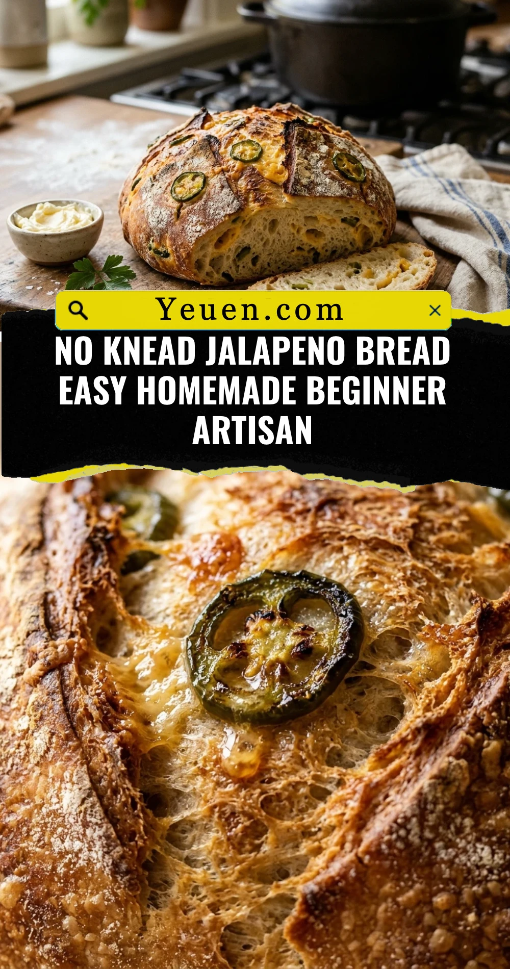 No Knead Jalapeno Bread Easy Homemade Beginner Artisan