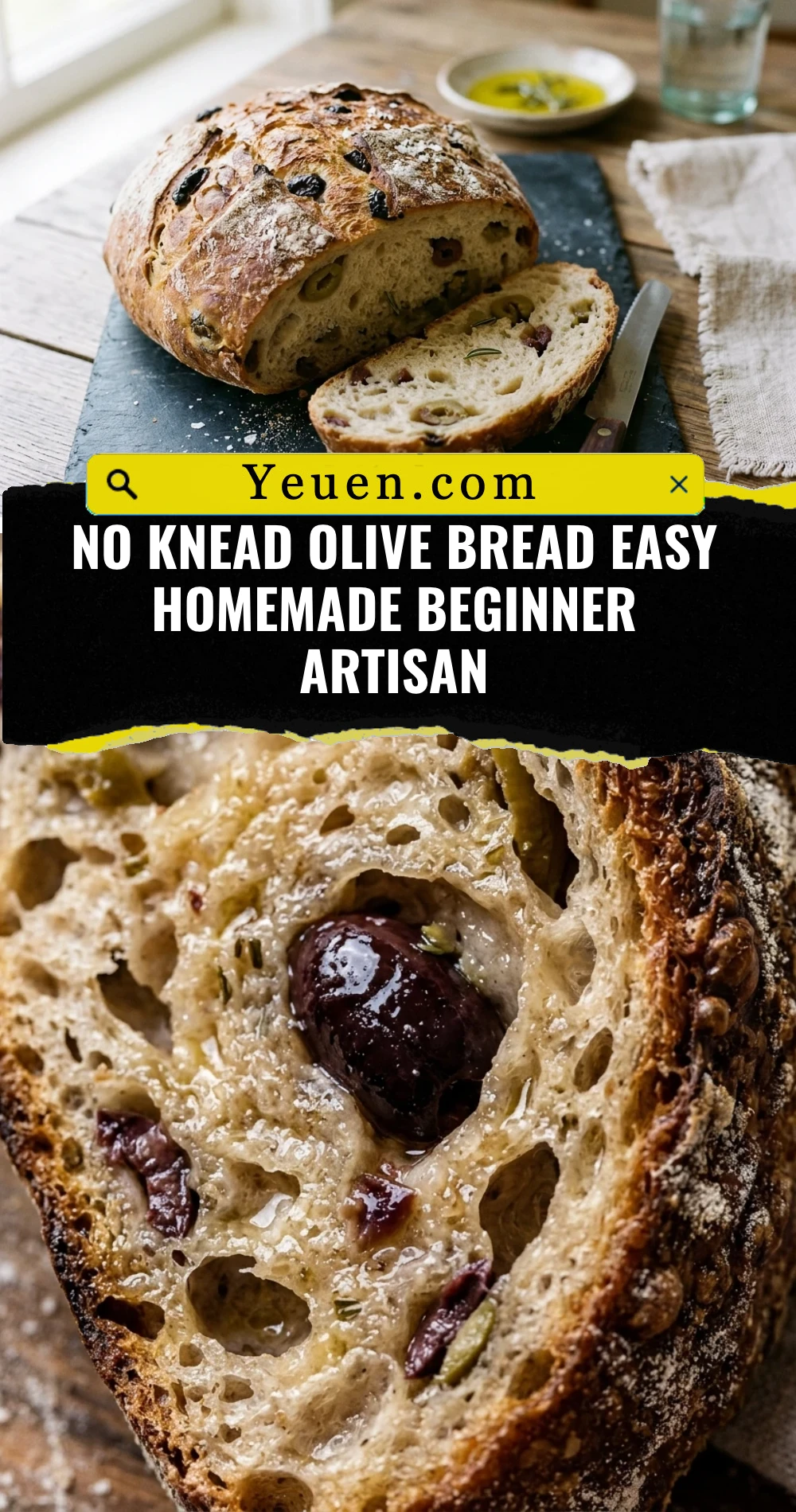 No Knead Olive Bread Easy Homemade Beginner Artisan