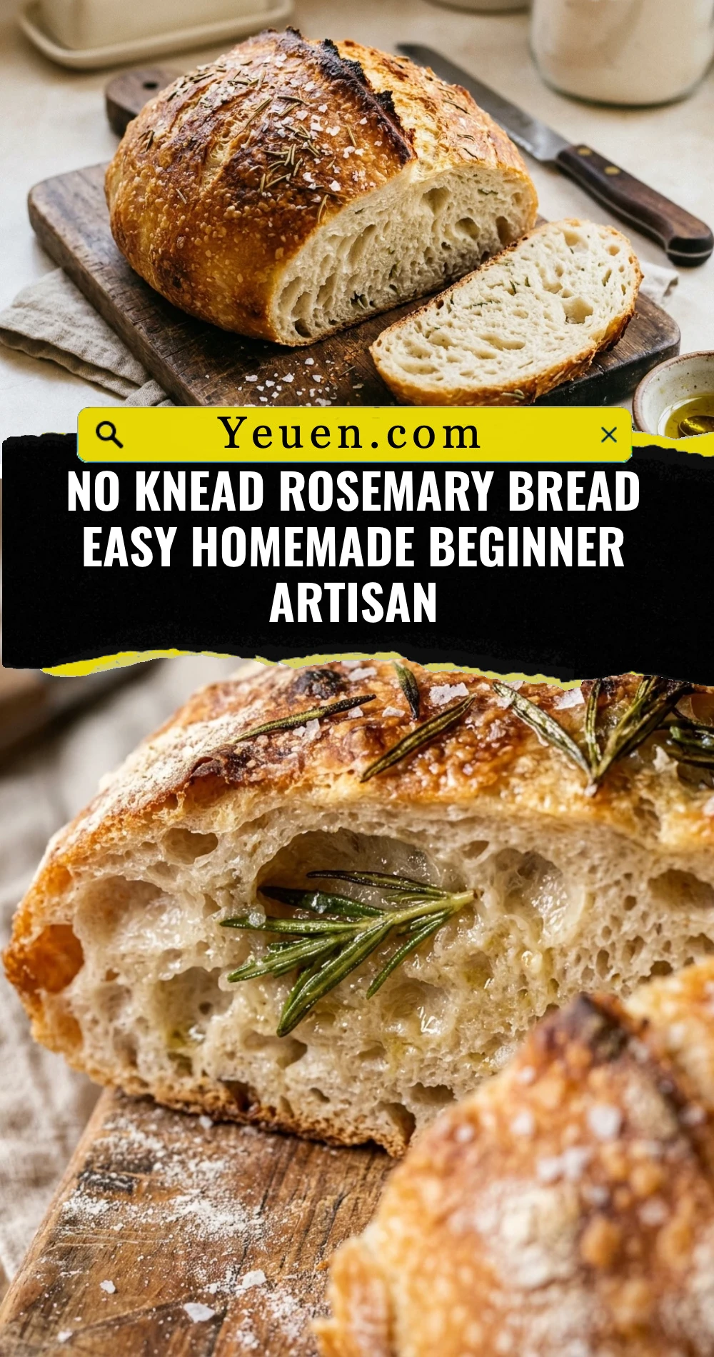 No Knead Rosemary Bread Easy Homemade Beginner Artisan