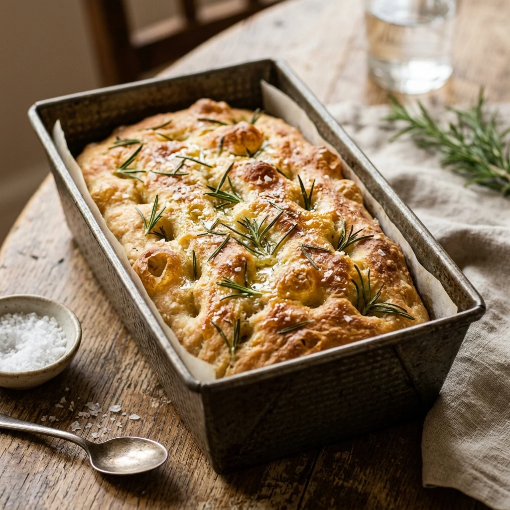 No Knead Sourdough Focaccia In Loaf Pan