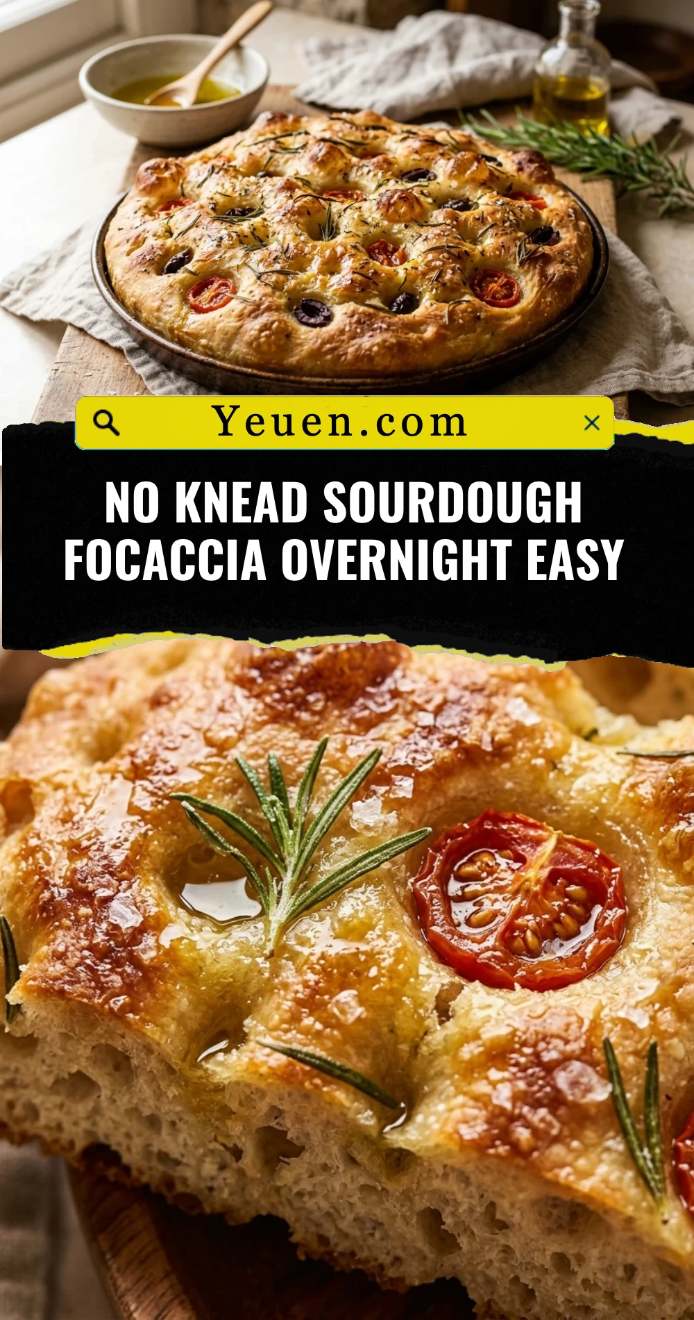 No Knead Sourdough Focaccia Overnight Easy