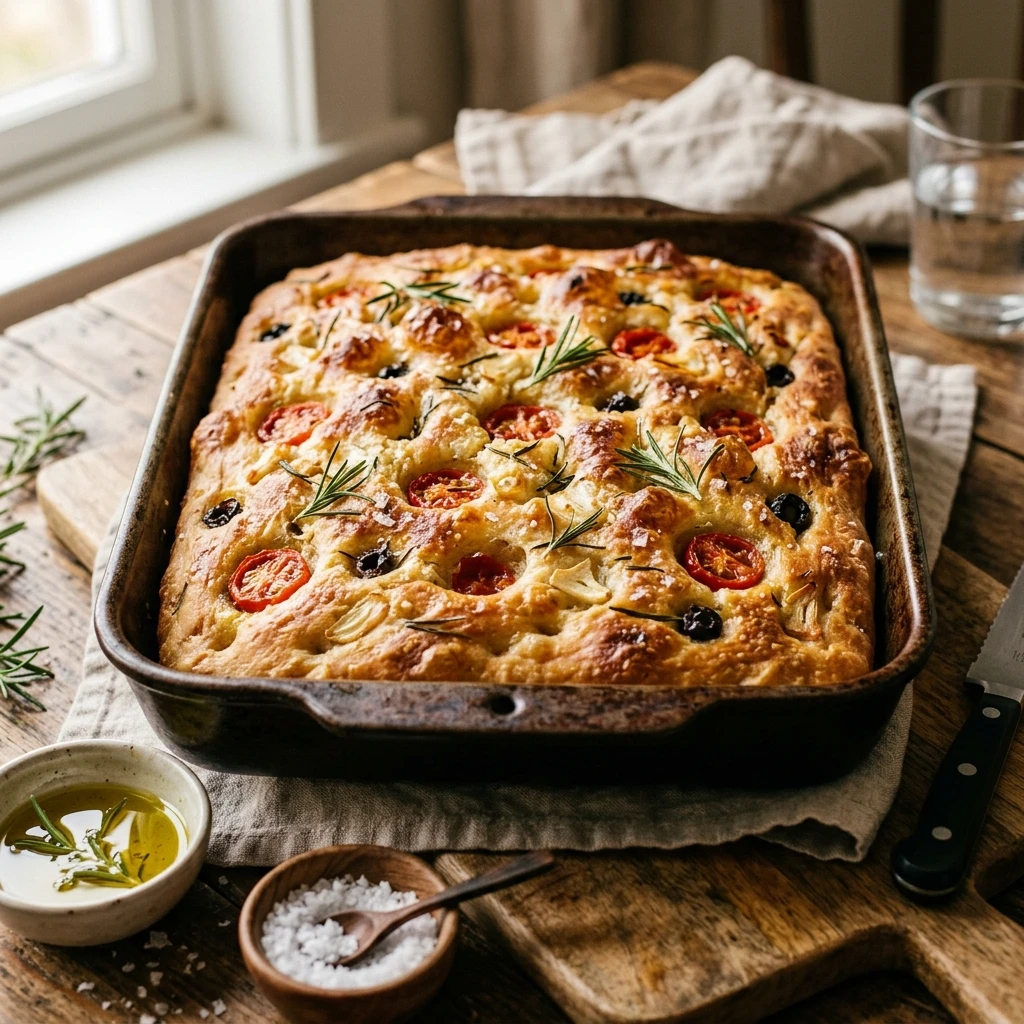 No Knead Sourdough Focaccia Overnight Ferment For Beginners