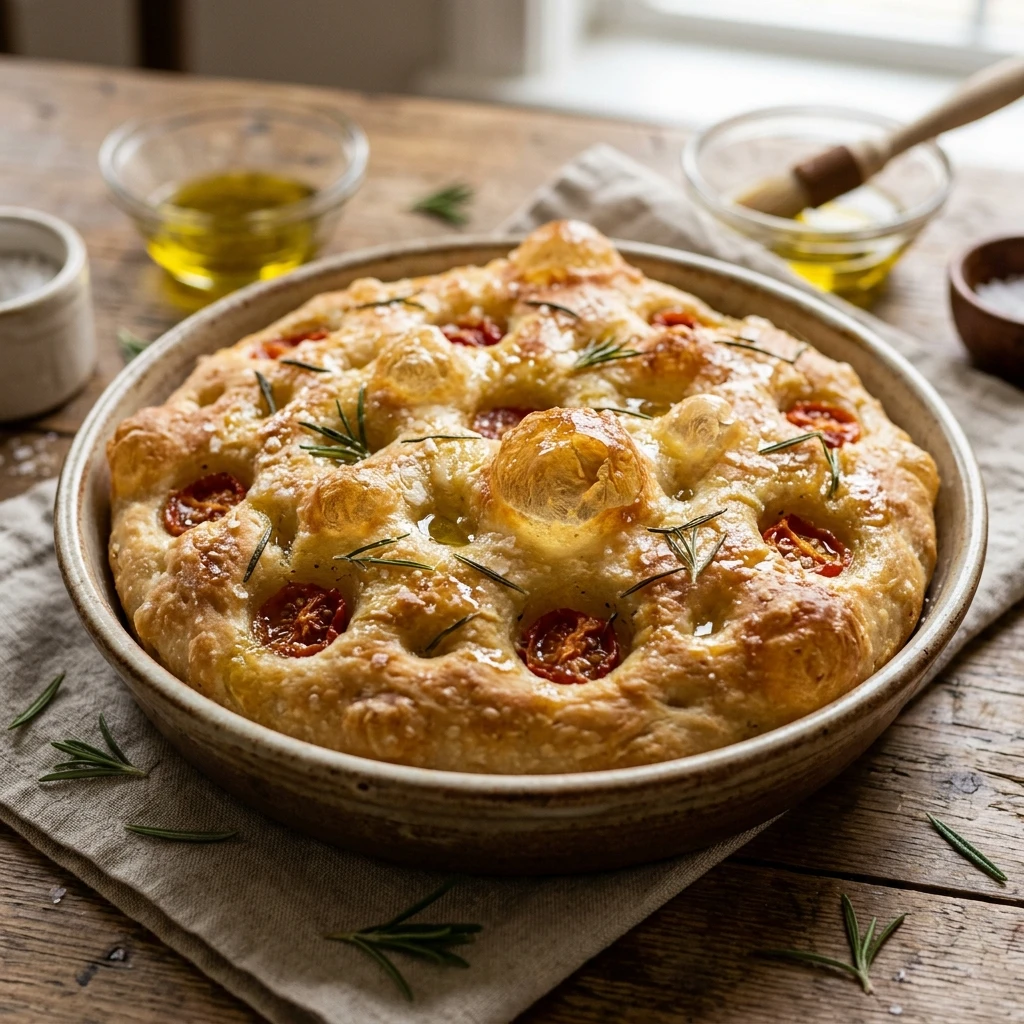 No Knead Sourdough Focaccia With Big Bubbles Jiggly ASMR