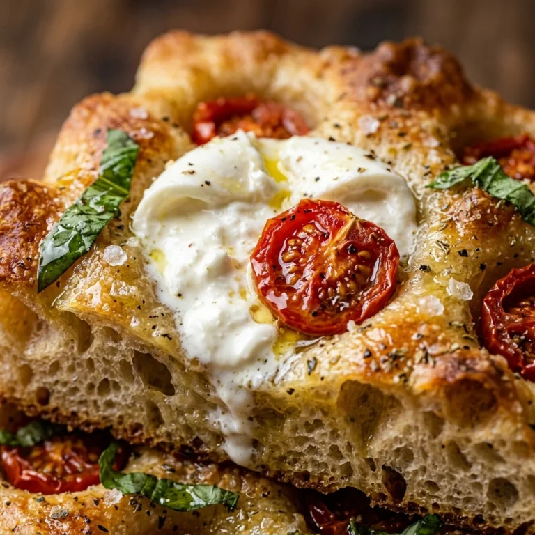 No Knead Sourdough Focaccia With Burrata And Tomatoes ASMR