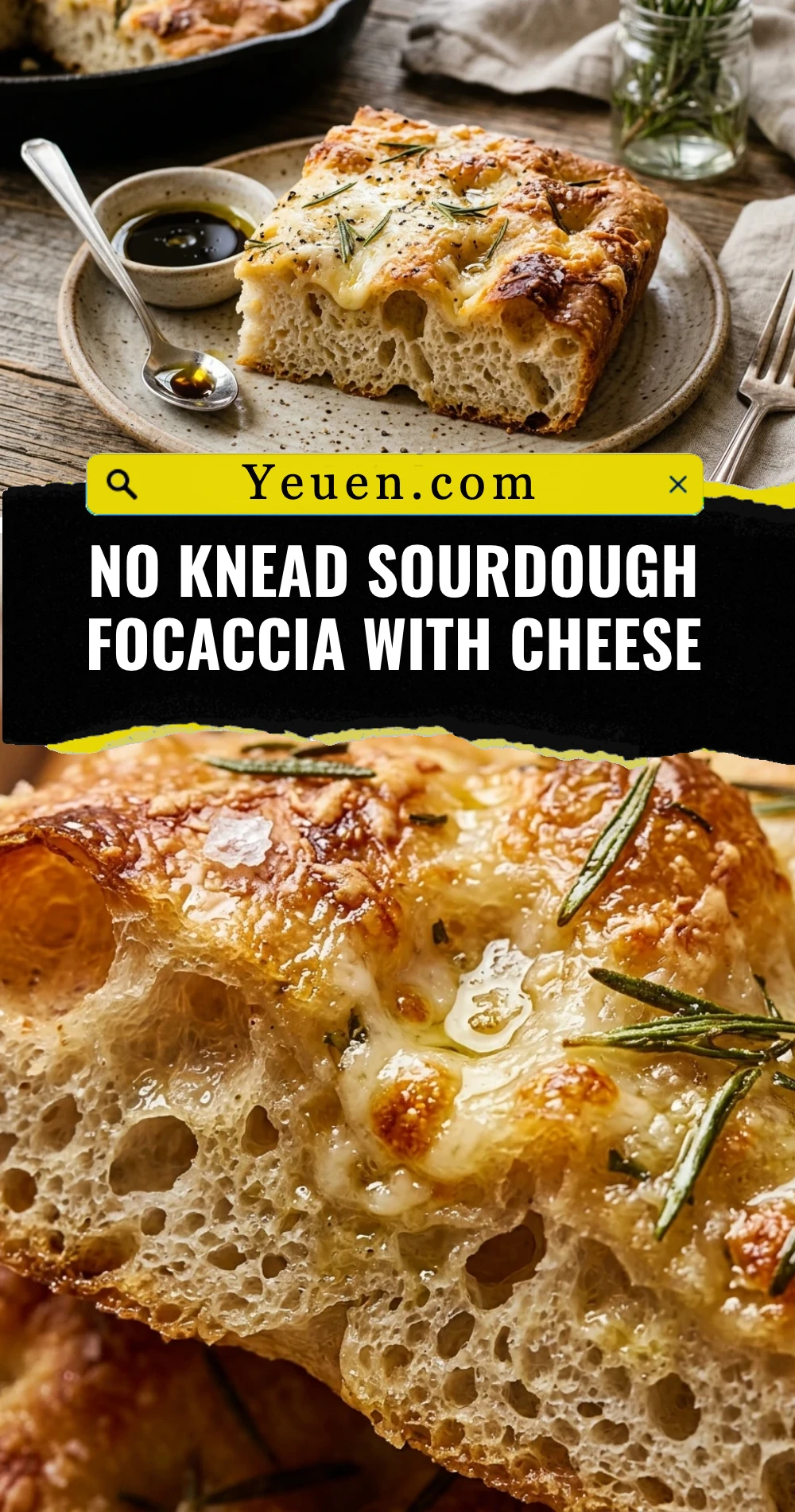 No Knead Sourdough Focaccia With Cheese