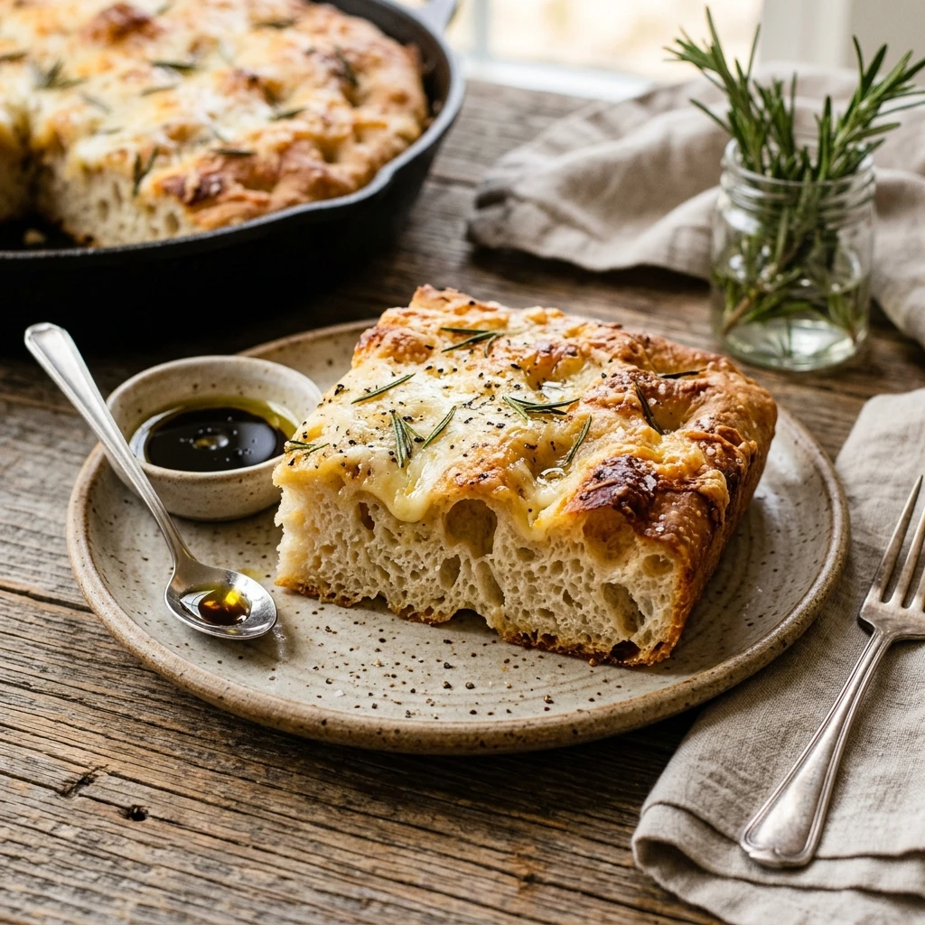 No Knead Sourdough Focaccia With Cheese