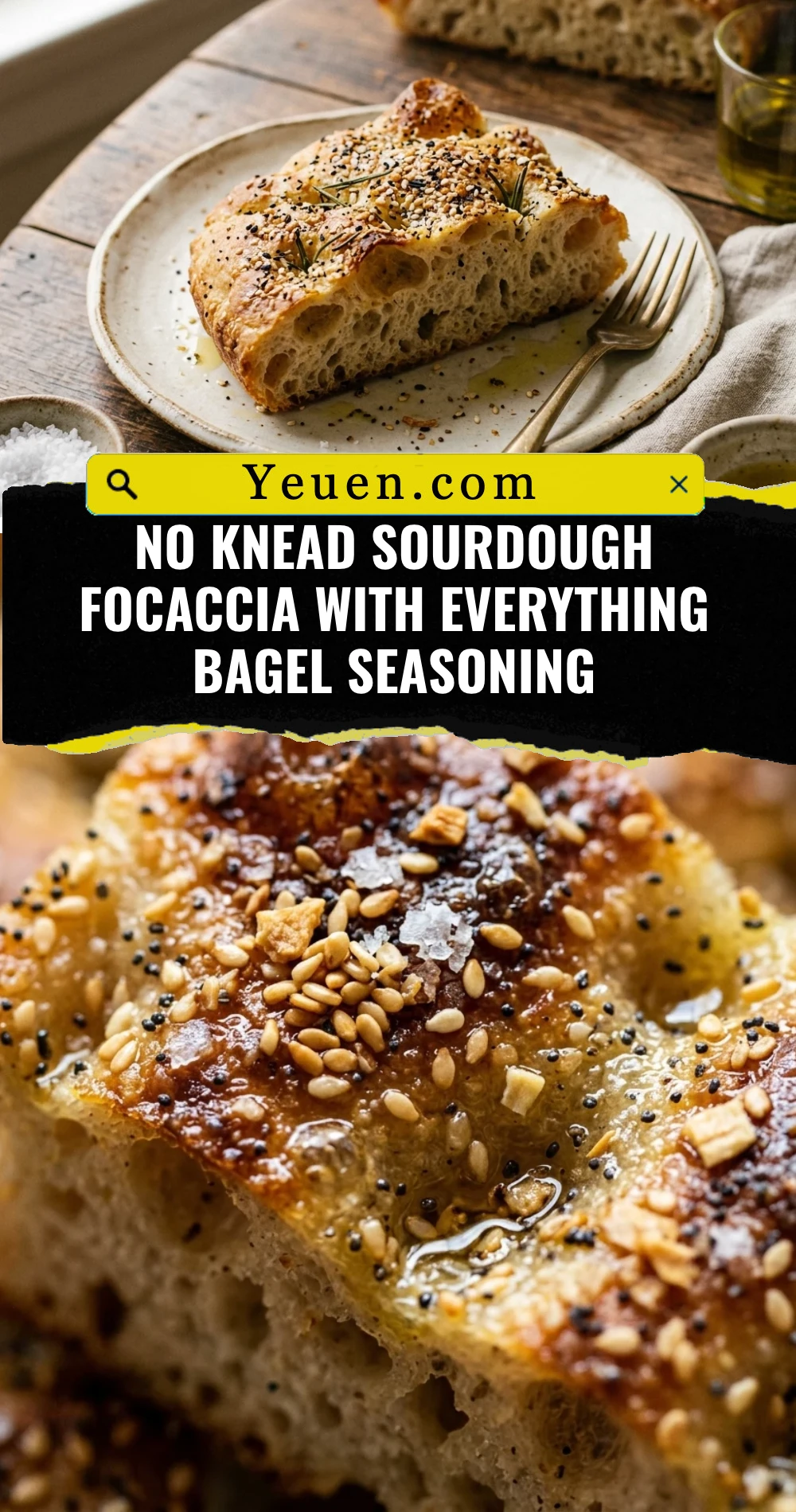 No Knead Sourdough Focaccia With Everything Bagel Seasoning