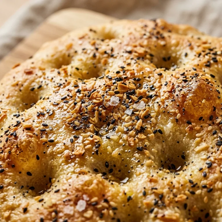 No Knead Sourdough Focaccia With Everything Bagel Seasoning