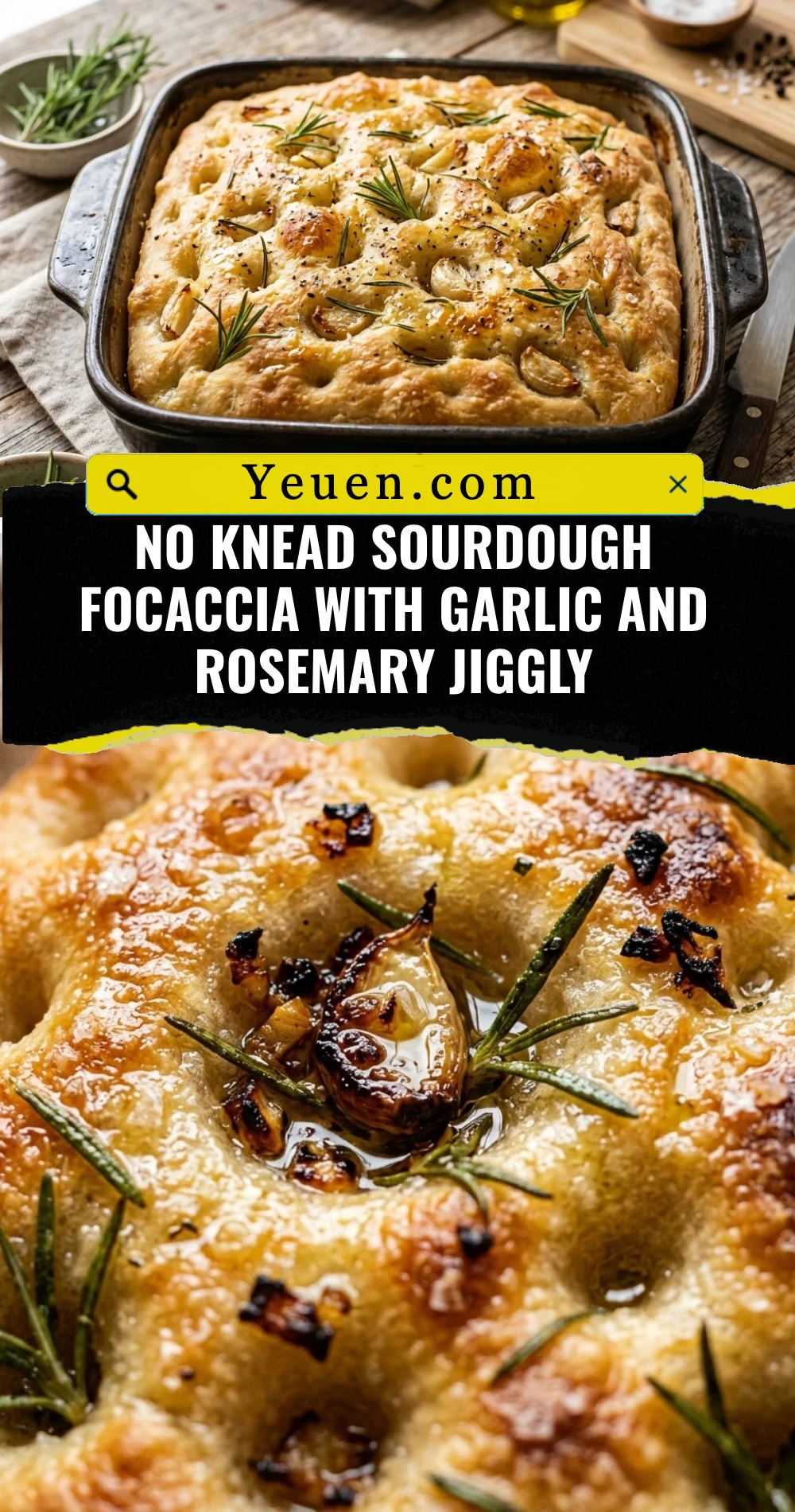 No Knead Sourdough Focaccia With Garlic And Rosemary Jiggly