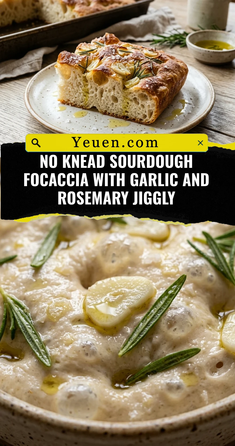 No Knead Sourdough Focaccia With Garlic And Rosemary Jiggly
