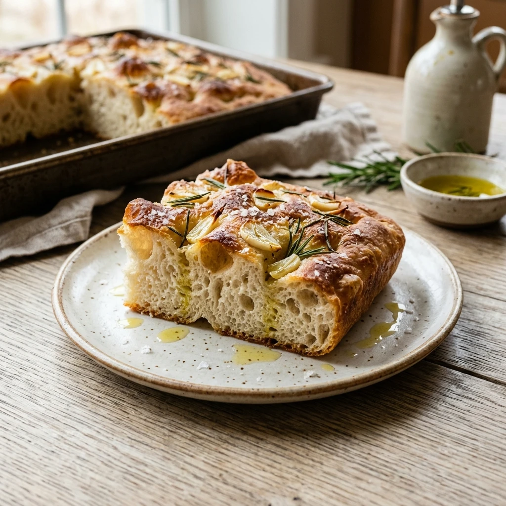 No Knead Sourdough Focaccia With Garlic And Rosemary Jiggly