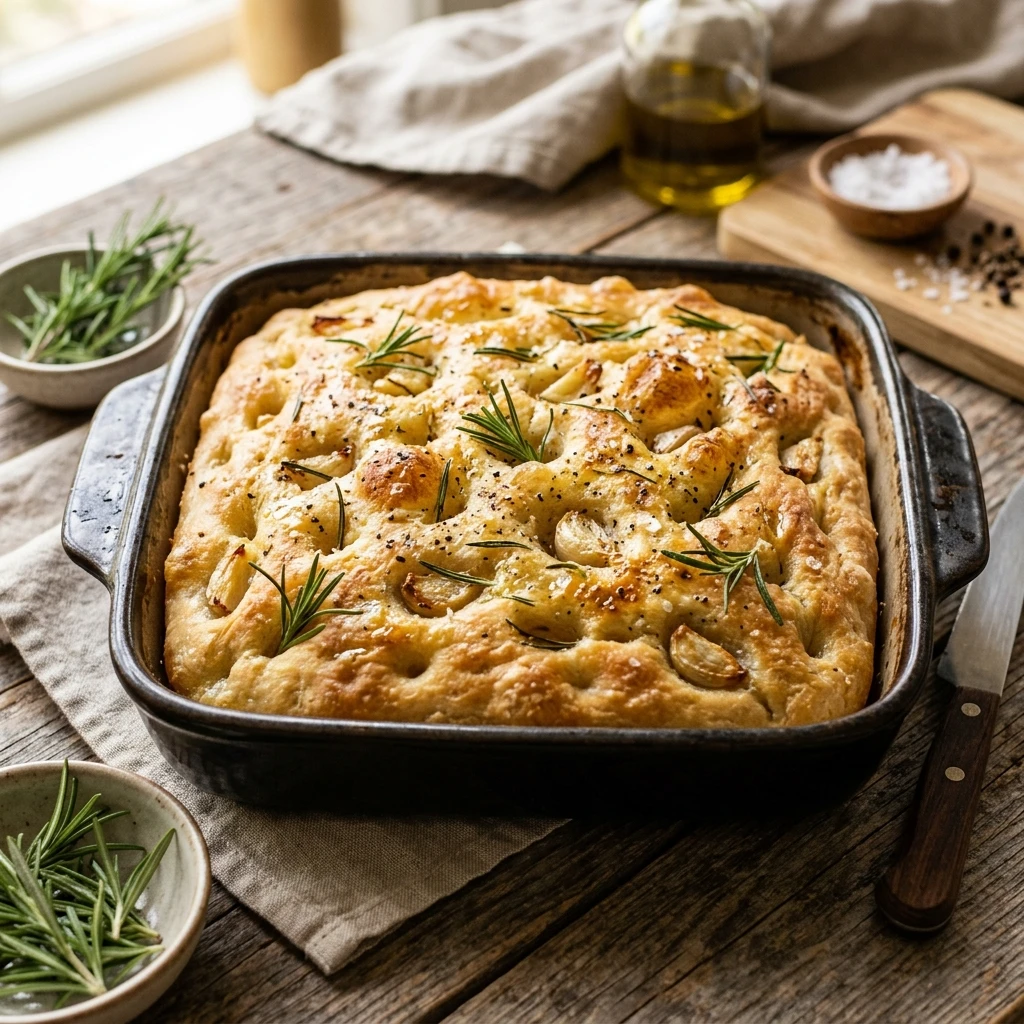No Knead Sourdough Focaccia With Garlic And Rosemary Jiggly