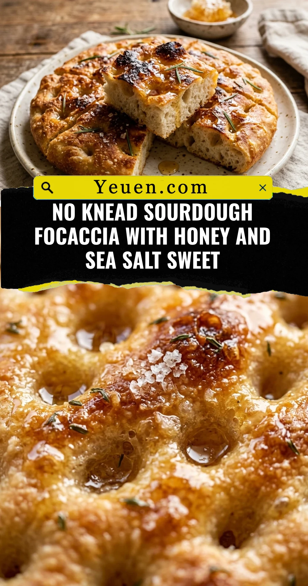 No Knead Sourdough Focaccia With Honey And Sea Salt Sweet