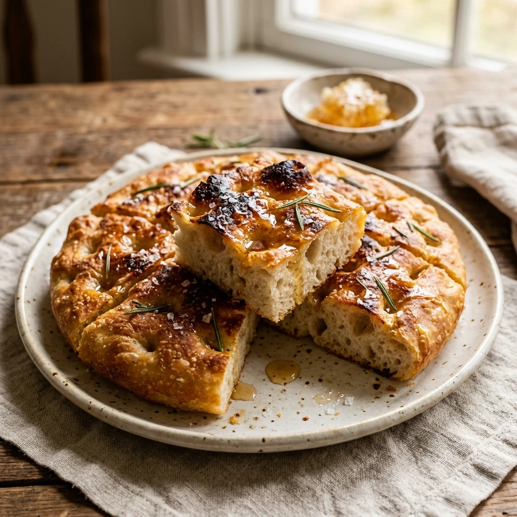 No Knead Sourdough Focaccia With Honey And Sea Salt Sweet