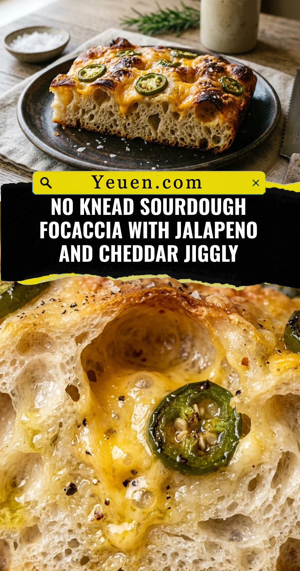 No Knead Sourdough Focaccia With Jalapeno And Cheddar Jiggly