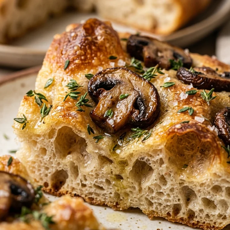 No Knead Sourdough Focaccia With Mushrooms And Thyme Bubbly