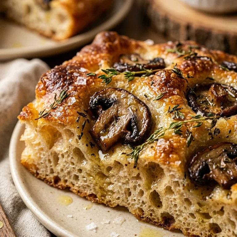 No Knead Sourdough Focaccia With Mushrooms And Thyme Bubbly