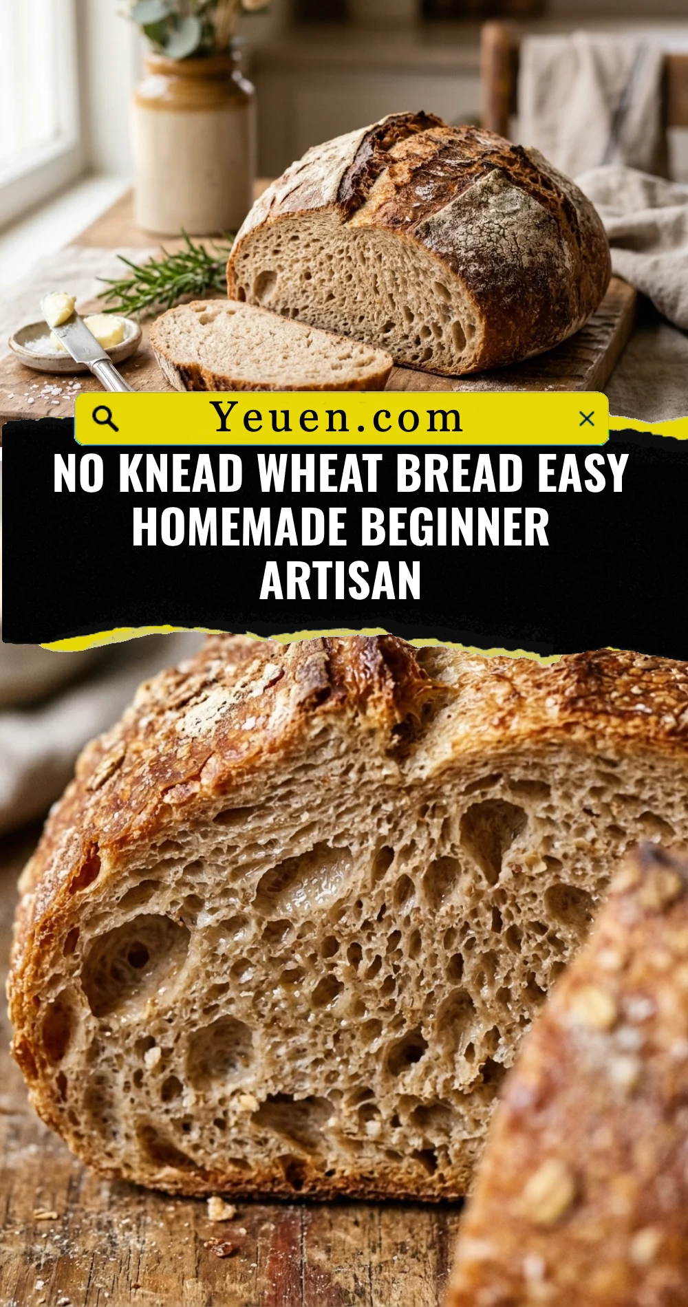No Knead Wheat Bread Easy Homemade Beginner Artisan