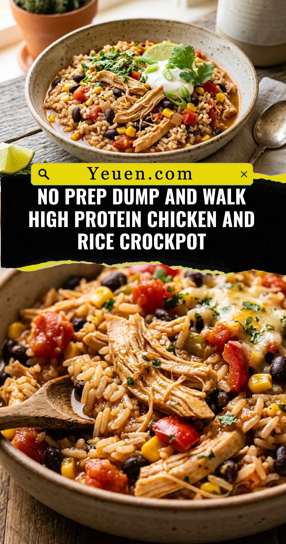 No Prep Dump And Walk High Protein Chicken And Rice Crockpot