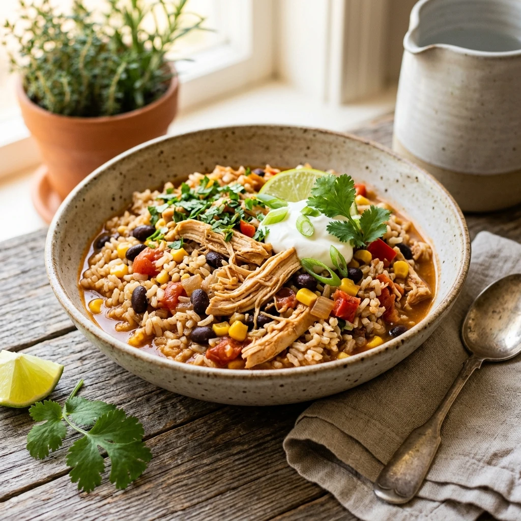No Prep Dump And Walk High Protein Chicken And Rice Crockpot