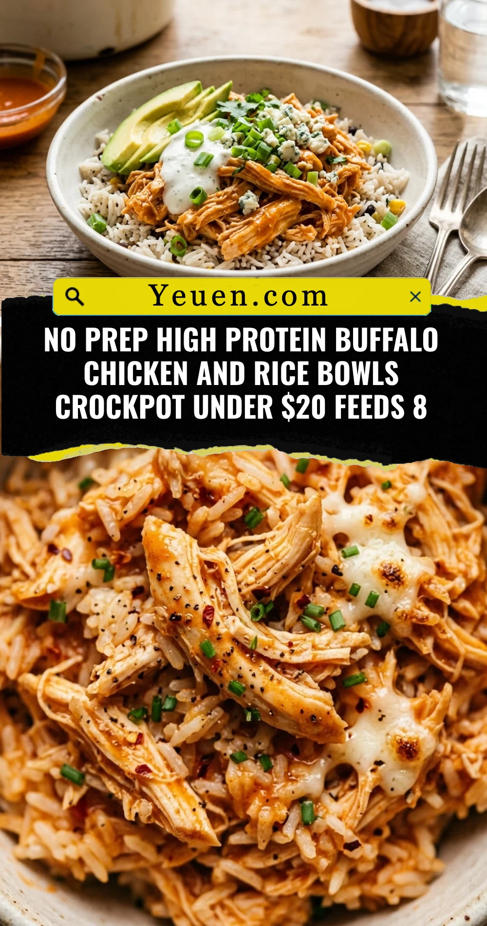 No Prep High Protein Buffalo Chicken And Rice Bowls Crockpot Under $20 Feeds 8