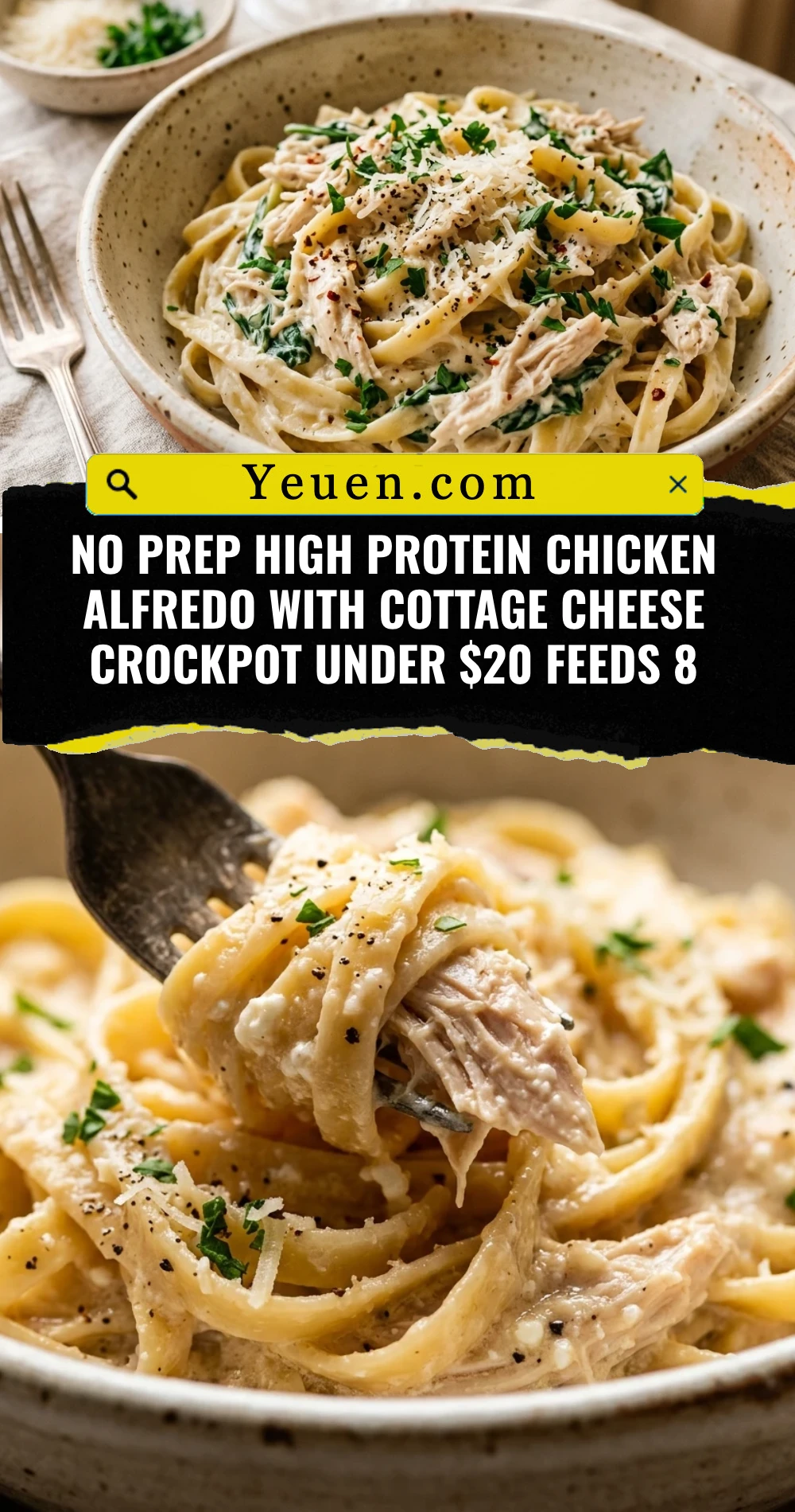 No Prep High Protein Chicken Alfredo With Cottage Cheese Crockpot Under $20 Feeds 8