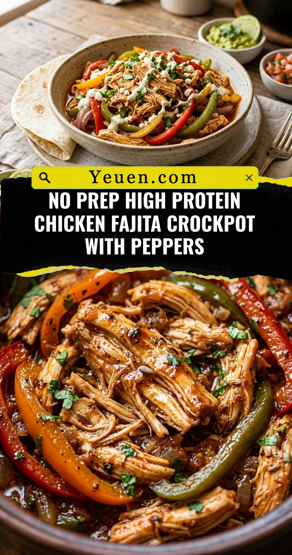 No Prep High Protein Chicken Fajita Crockpot With Peppers