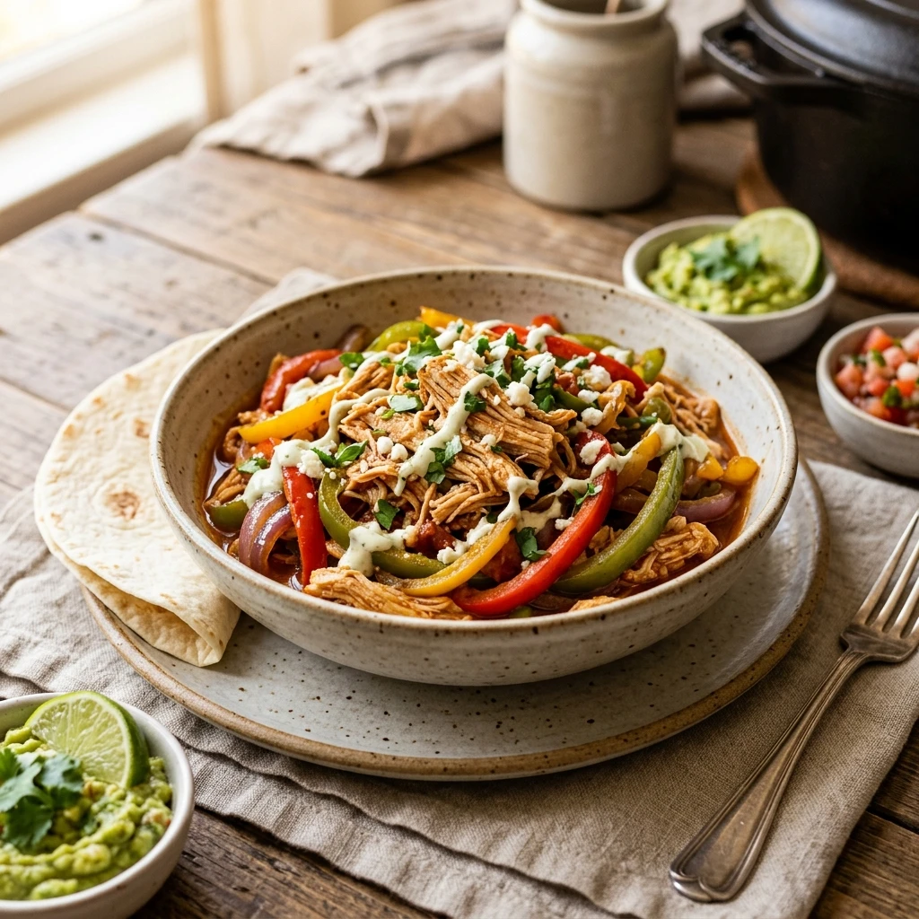 No Prep High Protein Chicken Fajita Crockpot With Peppers