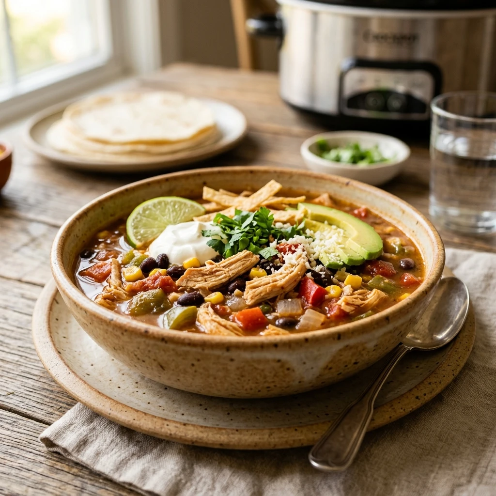 No Prep High Protein Chicken Fajita Soup Crockpot Under $20 Feeds 8