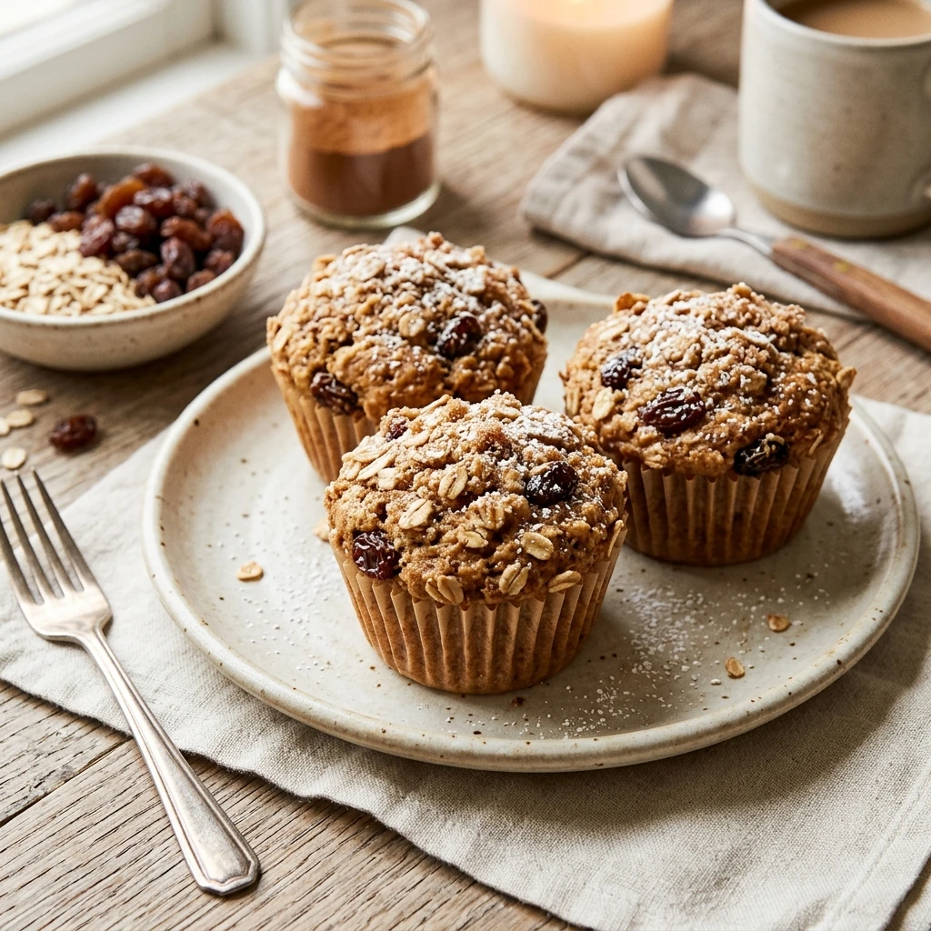 Oatmeal Raisin Muffins Healthy & Chewy