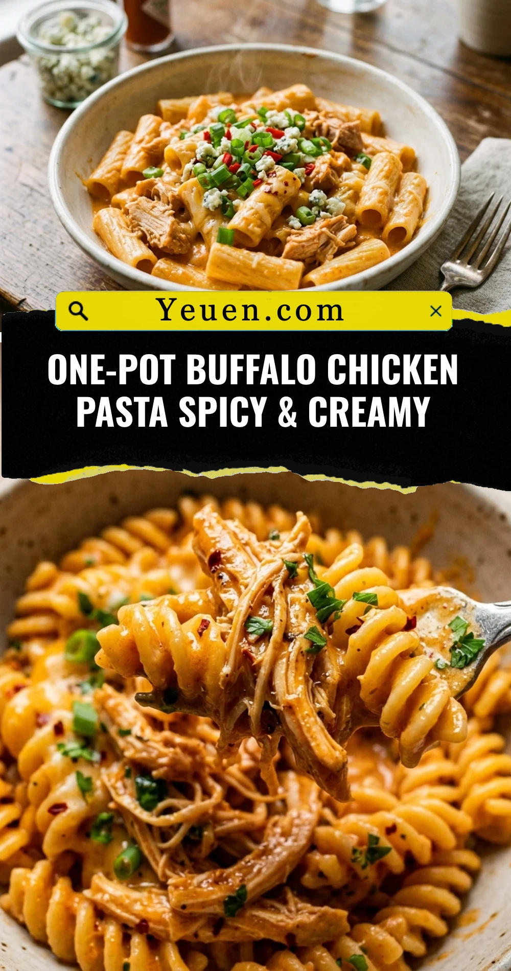 One-Pot Buffalo Chicken Pasta Spicy & Creamy