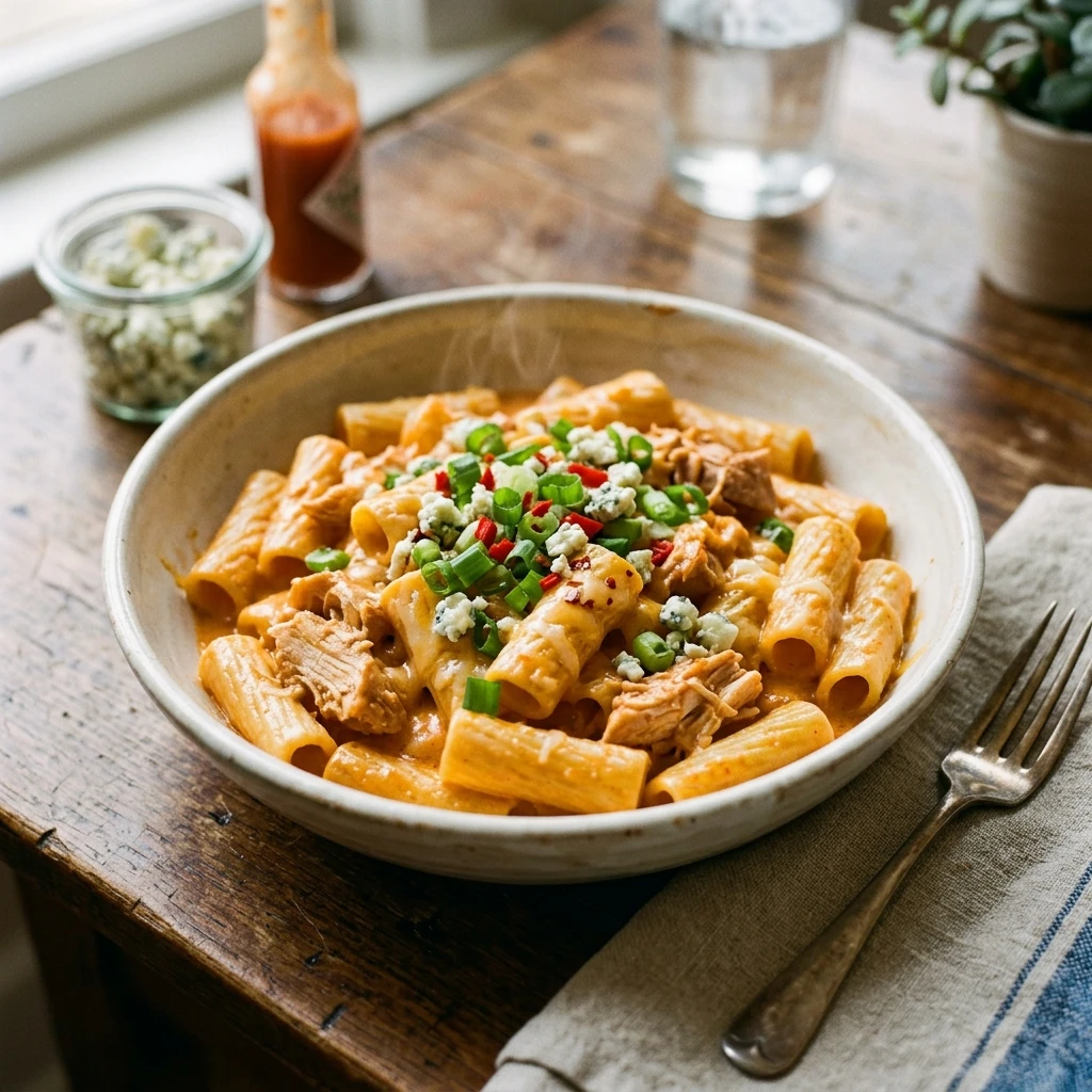 One-Pot Buffalo Chicken Pasta Spicy & Creamy