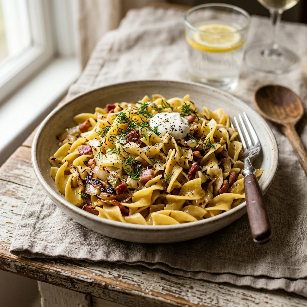 One-Pot Cabbage And Noodles Buttered Haluski