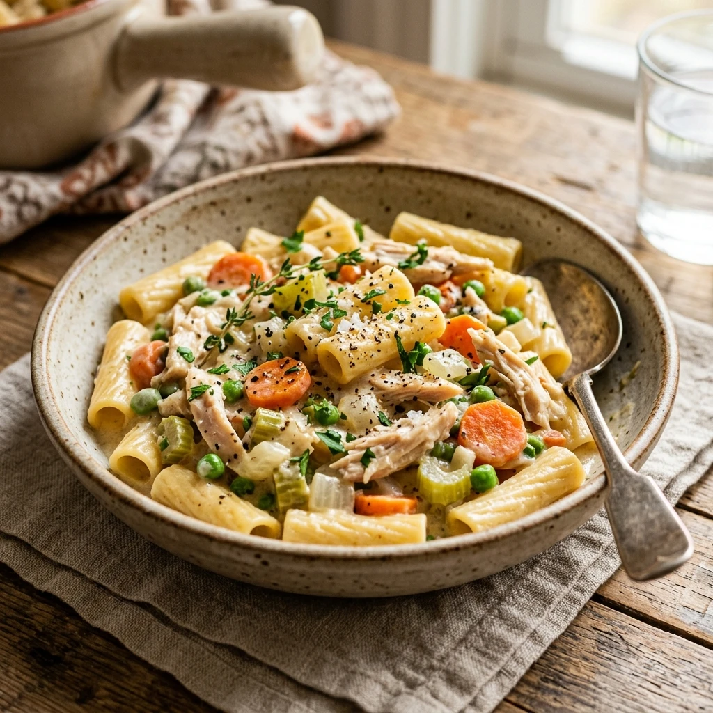 One-Pot Creamy Chicken Pot Pie Pasta Cozy