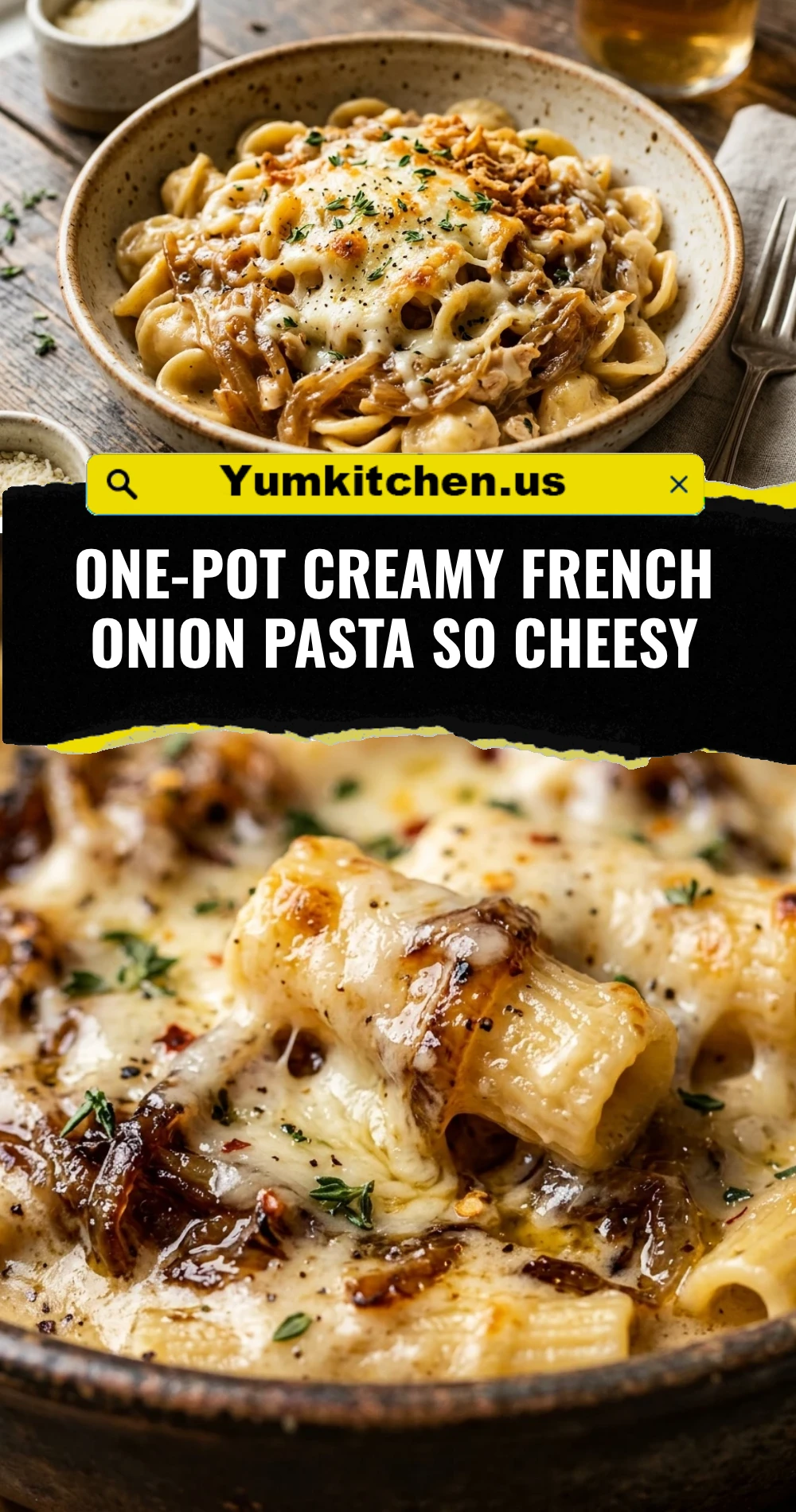 One-Pot Creamy French Onion Pasta So Cheesy